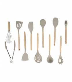 ست کفگیر و ملاقه کیچن ویر kitchen ware کد 4571 با دسته بامبو سری 12 تکه