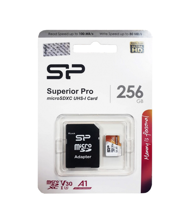 کارت حافظه microSDXC سیلیکون پاور مدل Superior Pro V30 A1 ظرفیت 256 گیگابایت به همراه آداپتور SD