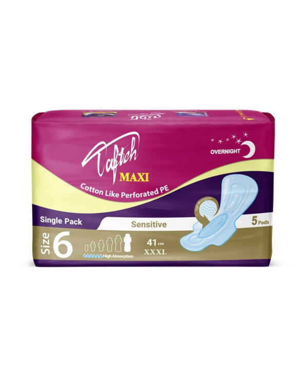 نوار بهداشتی ویژه شب تافته Tafteh مدل ماکسی بسته 5 عددی
