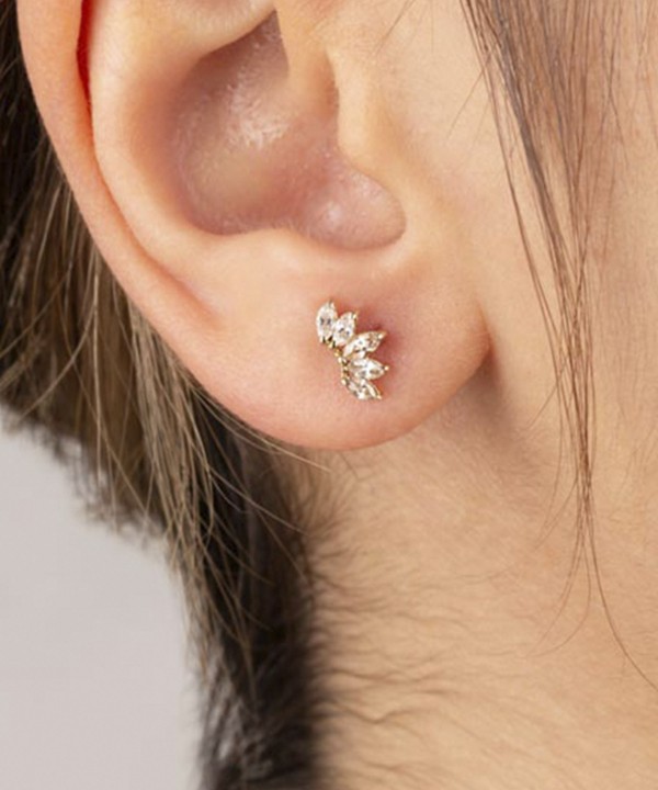 گوشواره طلا گل پنچ نگین مارکیز پرسته Parasteh کد 108294