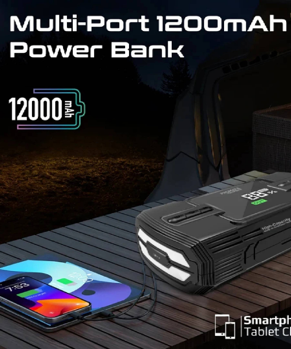 جامپ استارتر و پاوربانک پرومیت مدل PATROLPACK-3 ظرفیت 12000 میلی آمپر ساعت