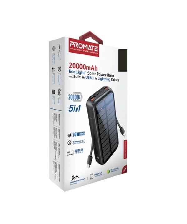 پاوربانک 20 وات پرومیت مدل SOLARTANK-20PDCI ظرفیت 20000 میلی آمپر ساعت