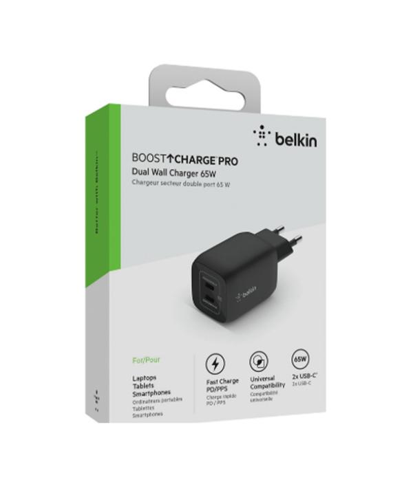 شارژر دیواری 65 وات بلکین مدل WCH013vfBK USB-C PD/GaN/PPS