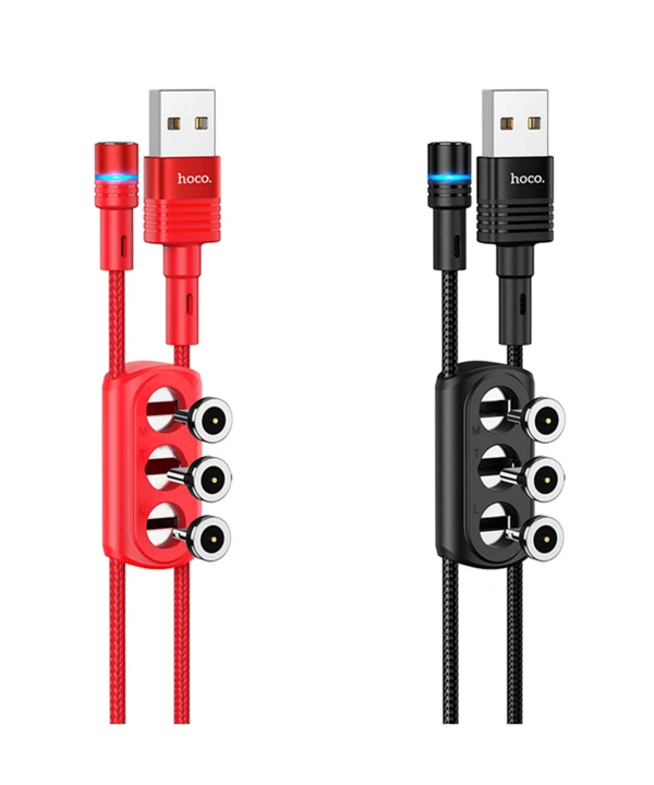 کابل تبدیل USB به لایتنینگ / USB-C / MICROUSB هوکو مدل U98 3IN1 Magnetic طول 1.2 متر