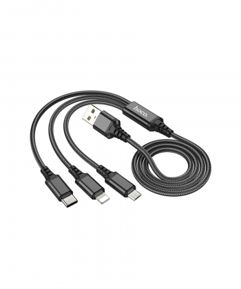 کابل تبدیل USB به لایتنینگ/ MICRO USB/USB-C هوکو مدل X76 3IN1 طول 1 متر