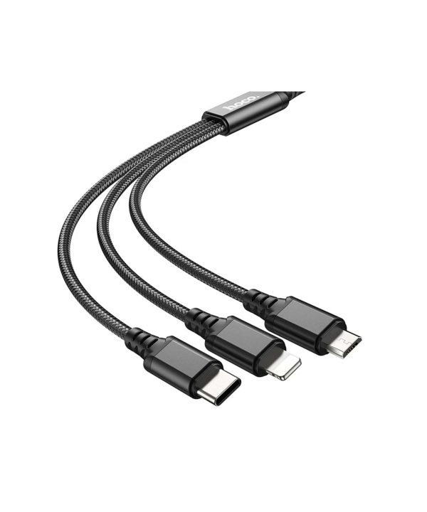 کابل تبدیل USB به لایتنینگ/ MICRO USB/USB-C هوکو مدل X76 3IN1 طول 1 متر
