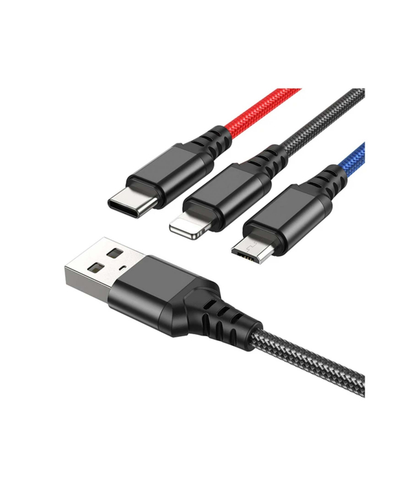 کابل تبدیل USB به لایتنینگ/ MICRO USB/USB-C هوکو مدل X76 3IN1 طول 1 متر