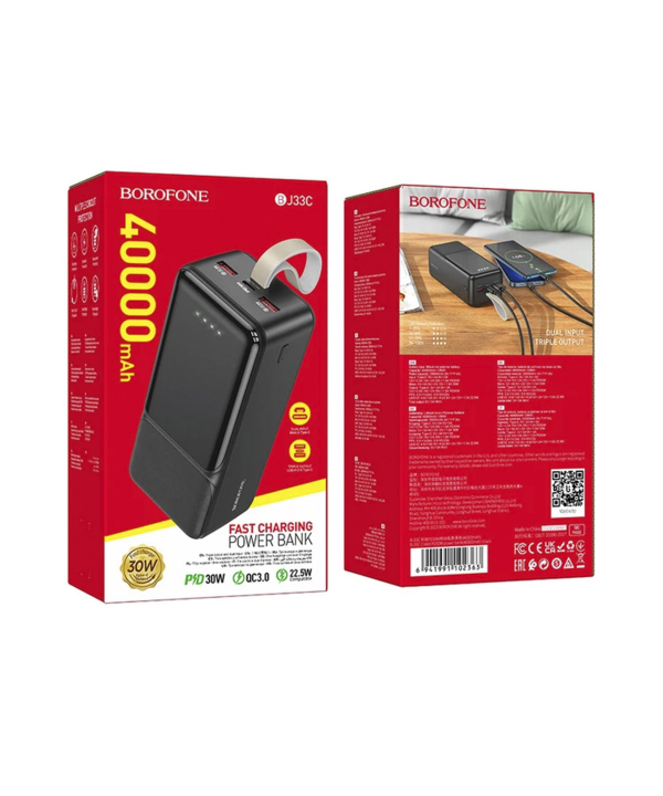پاوربانک بروفون مدل BJ33C 30W ظرفیت 40000 میلی آمپر ساعت