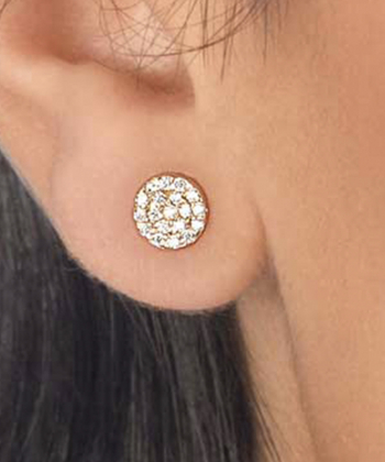 گوشواره طلا دایره کوچک نگین دار پرسته Parasteh کد 3701