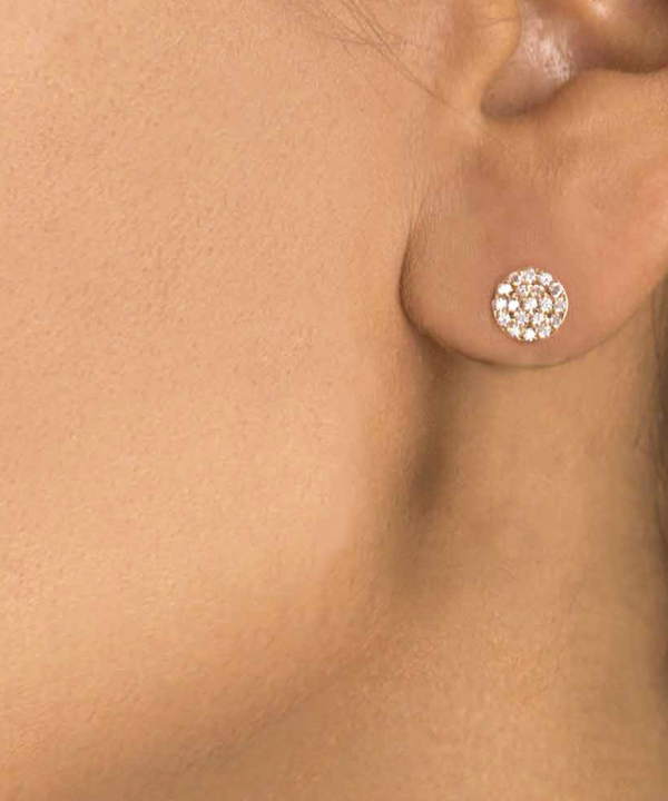 گوشواره طلا دایره کوچک نگین دار پرسته Parasteh کد 3701