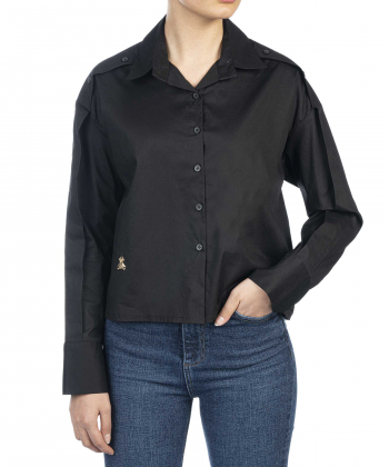 شومیز نخ پنبه آستین بلند زنانه وینکلر مدل am-W0614238BL