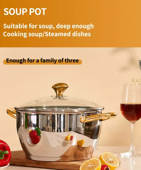 سرویس قابلمه استیل طلایی 12 پارچه گلدن هوم Golden Home مدل کایسا کد 454