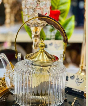 قوری پیرکس دسته دار طلایی 1000 میلی لیتر گلدن هوم Golden Home کد 800-1200- 1500