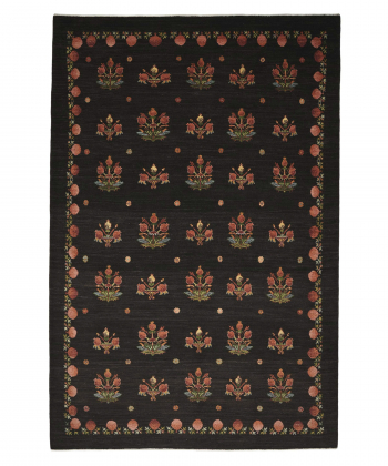 فرش دستباف خودرنگ مشکی ذوالانواری LORI (LORIBAFT)