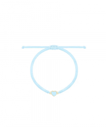 دستبند بافت آبی روشن قلب با میناکاری آبی کمرنگ درریس Doris کد P5667