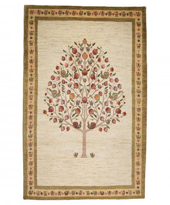 فرش دستباف خودرنگ سفید ذوالانواری LORI (LORIBAFT)