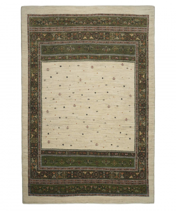 فرش دستباف خودرنگ سفید ذوالانواری LORI (LORIBAFT)