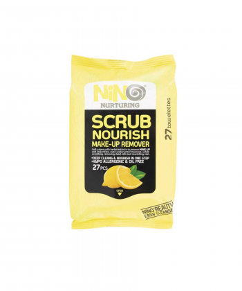 دستمال مرطوب پاک کننده آرایش نینو Nino مدل Scrub Nourish بسته 27 عددی