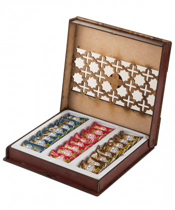 حلوا مسقطی مغزدار فاخر Fakher طرح چوبی کاشی وزن 800 گرم