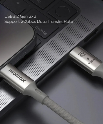 کابل 100 وات 2 متری USB-C USB3.2 مومکس مدل Momax Elite 100W DC32