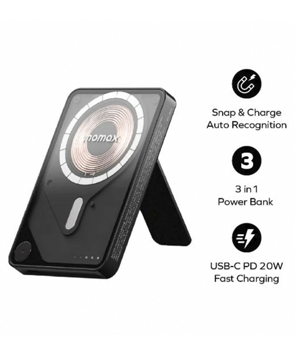 پاوربانک مگسیف 10000 میلی‌آمپر کابل متصل USB C مومکس مدل Momax 1-Power X Pro IP132