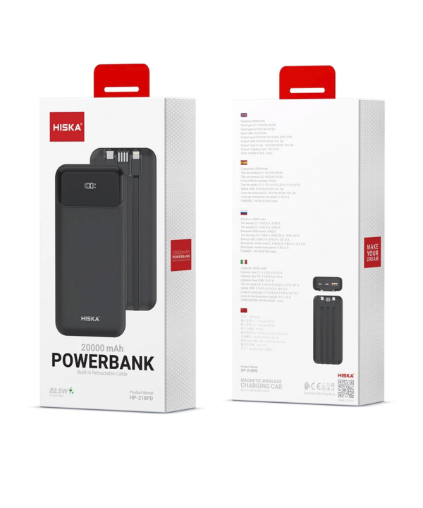 پاوربانک هیسکا مدل HP-218PD ظرفیت 20000 میلی آمپر ساعت
