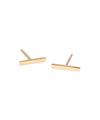 گوشواره طرح مستطیلی پر قو طلایی Qooe Talaee کد E049361