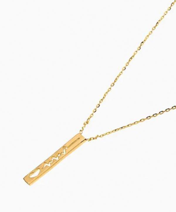 گردنبند طرح ضربان قلب مستطیلی قو طلایی Qooe Talaee کد N035213
