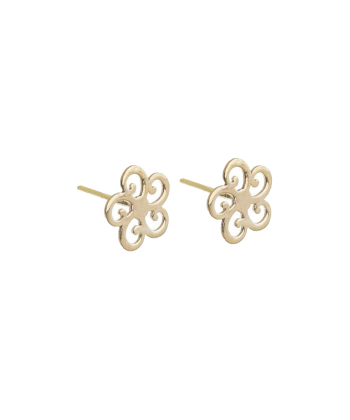 گوشواره گل پیچ پیچی قو طلایی Qooe Talaee کد E039896