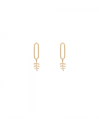 گوشواره میخی طرح برگ طبیعی قو طلایی Qooe Talaee کد E039737