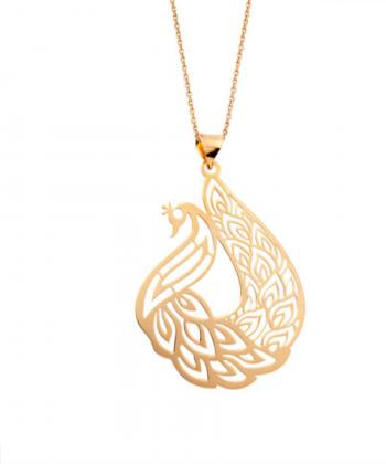 گردنبند طرح طاووس قو طلایی Qooe Talaee کد N025854