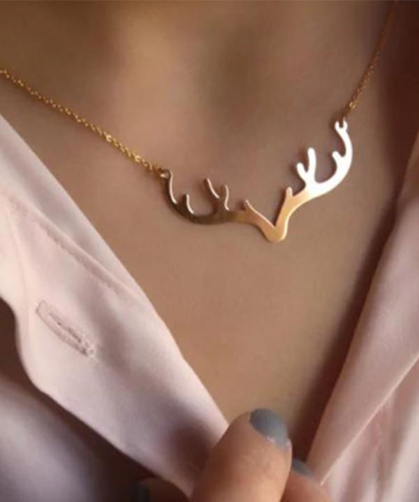 گردنبند طرح شاخ گوزن قو طلایی Qooe Talaee کد N025111