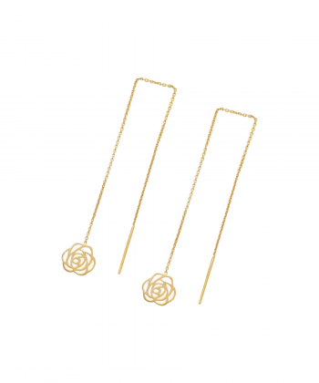 گوشواره بخیه ای گل رز قو طلایی Qooe Talaee کد E039111