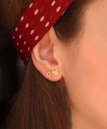 گوشواره طرح میکی موس و ستاره قو طلایی Qooe Talaee کد E038697