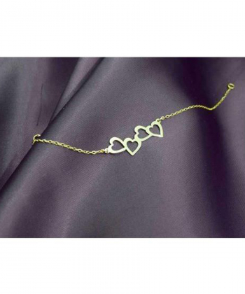 دستبند زنانه طرح چهار قلب قو طلایی Qooe Talaee کد B035813