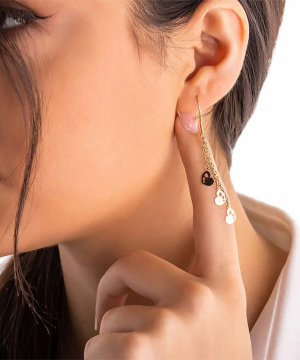 گوشواره طرح سه قلب آویزی قو طلایی Qooe Talaee کد E035197