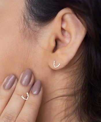 گوشواره طرح شاخ گوزن قو طلایی Qooe Talaee کد E025544