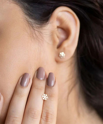 گوشواره طرح برف ساده قو طلایی Qooe Talaee کد E012815