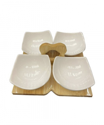 اردورخوری چوب سرامیک چهار تکه مربع گلدن هوم Golden Home کد 15903