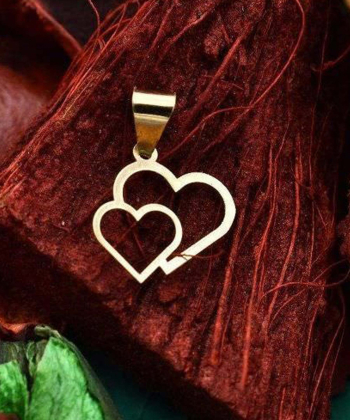 پلاک زنانه طرح دو قلب قو طلایی Qooe Talaee کد P035495