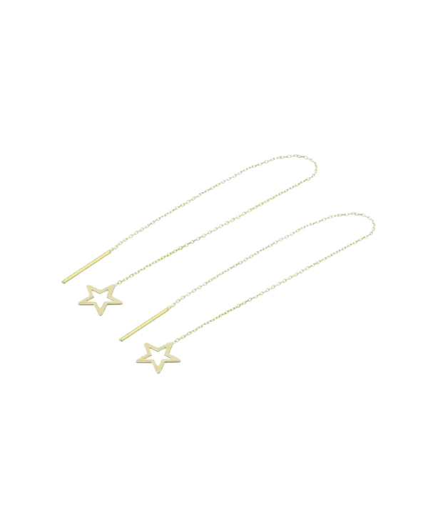 گوشواره بخیه ای طرح بخیه ای ستاره خالی قو طلایی Qooe Talaee کد E002438