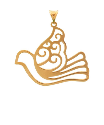 پلاک زنانه طرح کبوتر در حال پرواز قو طلایی Qooe Talaee کد P025685