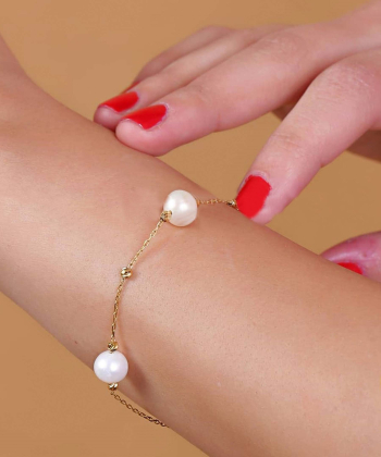 دستبند طلا گوی مروارید میوگلد Mio Gold کد BR143