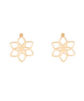 گوشواره میخی طرح گل لوتوس قو طلایی Qooe Talaee کد 25208