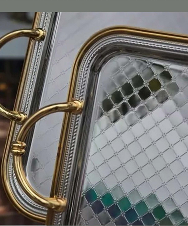 ست سینی مستطیل ضد زنگ گلدن هوم Golden Home مدل مورگن کد 6914