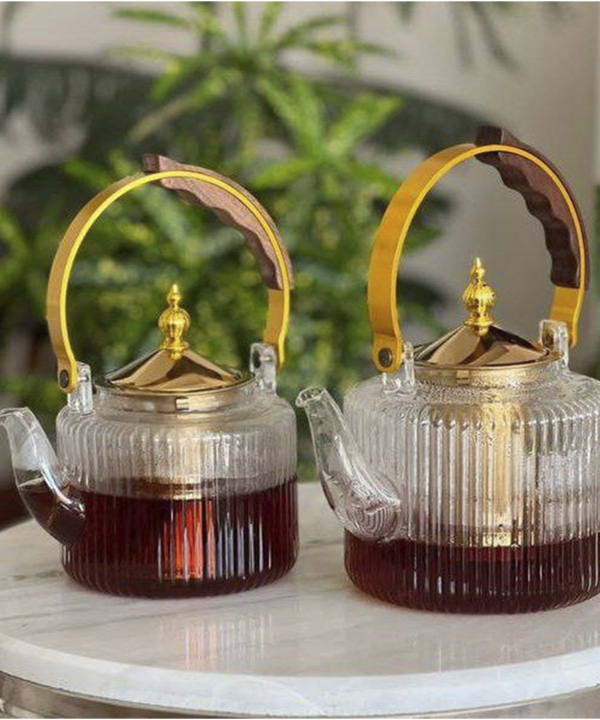 قوری پیرکس دسته دار طلایی 1500 میلی لیتر گلدن هوم Golden Home کد 14275