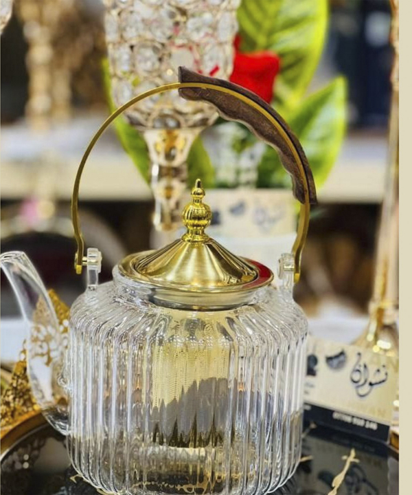 قوری پیرکس دسته دار طلایی 1500 میلی لیتر گلدن هوم Golden Home کد 14275