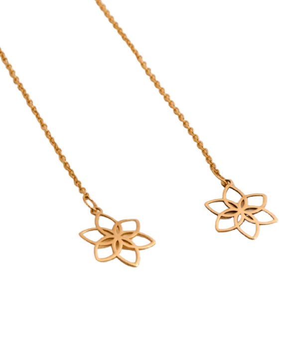 گوشواره بخیه ای طرح گل لوتوس قو طلایی Qooe Talaee کد 39475