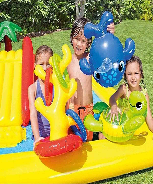 استخر بادی کودک همراه با سرسره اینتکس Intex طرح مزرعه