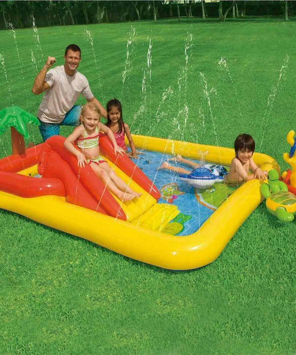 استخر بادی کودک همراه با سرسره اینتکس Intex طرح مزرعه